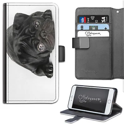 $36.43 • Buy Black Pug Puppy Dog PU Leather Wallet Phone Case;Flip Case;Cover