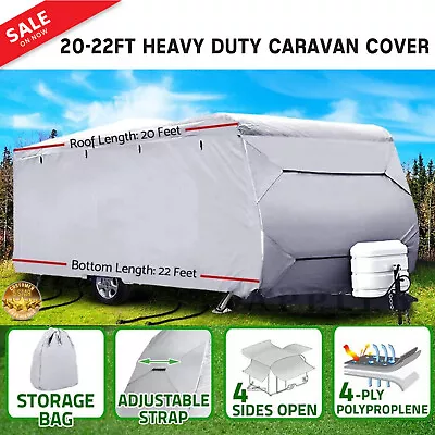 20-22FT UV Waterproof Caravan Campervan Cover Heavyduty Trailer 4 Layer + 4 Side • $149.01