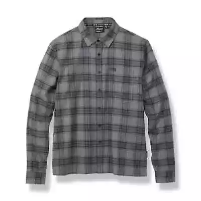 Genuine Indian Motorcycle Men's Single Pocket Black & Gray Plaid Shirt 2861635 • $96.35