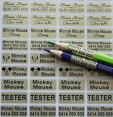 GOLD Personalised Pencil Pen Small Name Stickers Vinyl Tag Label 22X09MM • $4.49