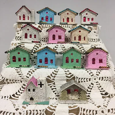 $299 • Buy Vintage 13pc Japan Putz Mica MCM 2 X2.5  Houses Church Manger Christmas Village