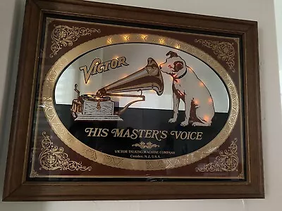 RCA Rare Victor Nipper Dog His Master's Voice Ad Wall Mirror LED Picture Frame • $220