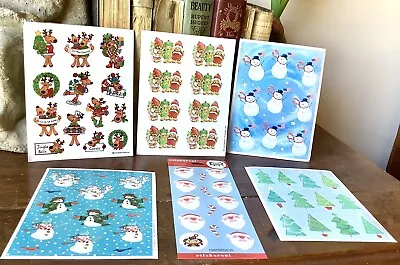 Lot Of 6 Vintage Christmas Holiday Sticker Sheets Hallmark Snowmen Reindeer Sant • $6