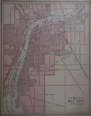 Old 1900 Cram's Atlas Map ~ BAY CITY MICHIGAN ~ Free S&H • $20.68