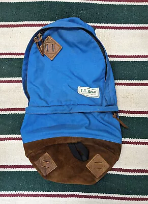 VTG L.L. Bean Day Pack Suede Bottom Retro Style Blue Made In USA • $50