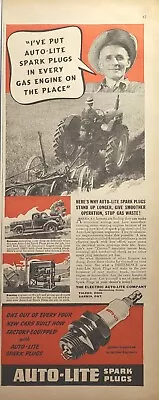 Auto-Lite Spark Plugs Toledo OH Farm Tractor Truck Sawmill Vintage Print Ad 1940 • $16.77