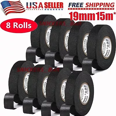 8 Rolls Cloth Tape Wire Electrical Wiring Harness Car Auto SUV Truck 19mm*15m • $13.99