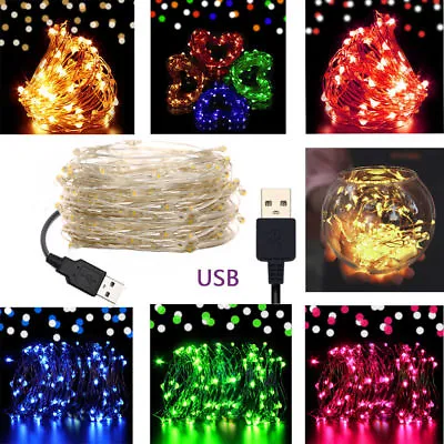 USB Plug In 100 LED DIY Micro Copper Wire String Lights Party Static Fairy Light • $14.18