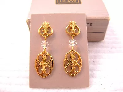 Avon NOSTALGIC REFLECTIONS Pierced Earrings 1988 NIB NOS Goldtone BOOK PIECE • $4