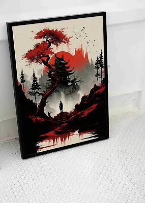 Samurai Warrior Temple Poster Japan Japanese Sword Art Print A1 A2 A3 A4 Size • £12.45