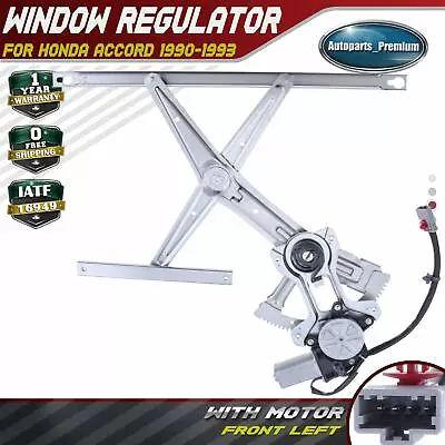 Power Window Regulator W/ Motor For Honda Accord 1990-1993 Front Driver LH Left • $41.49