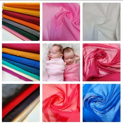 100% Cotton Muslin Fabric Gauze Baby Drape Craft Straining Sheer Material 44  • £4.39