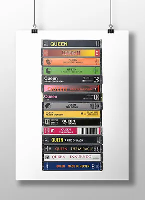 Queen Poster: Cassette Print  Original Queen Albums Fan Gift Art  • £17.89