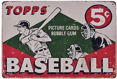 Topps Baseball Vintage Retro Metal Tin Sign Home Bar Kitchen Farmhouse Home • $13.78