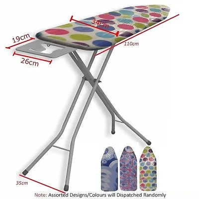 Deluxe Wide Metal Iron Ironing Board Table 10 Step Height Adjustable Non Slip • £26.95