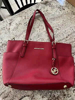 Michael Kors Jet Set Travel Saffiano Leather Large Tote Bag - Bright Red • $22