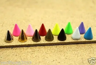 $6.86 • Buy 100Pcs Alloy Metal Bullet Spikes Studs Rivets Cone Screwback Spots 14 Colors