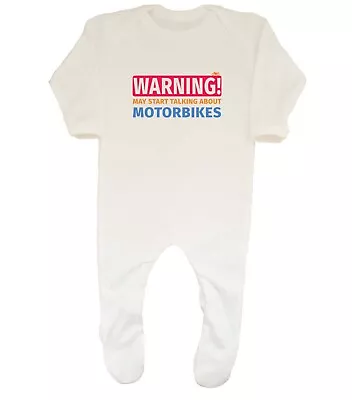 Warning Motorbikes Baby Grow Sleepsuit Racer Road Motorcycle Gear Boy Girls Gift • £9.99