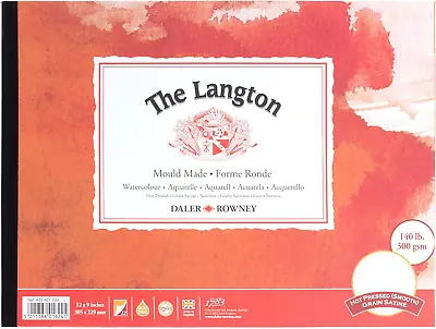 Daler-Rowney The Langton Hot-Pressed 300 Gsm 12 X 9 Inch Watercolour Paper Pad  • £25.97