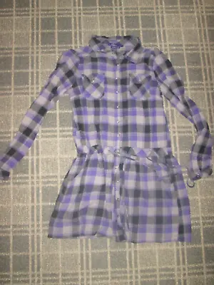 Miley Cyrus-ladies Vintage Plaid Tunic Shirt Dress Size 6-8 Cowgirl Check • $5.60