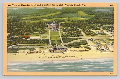 Cavalier Hotel & Cavalier Beach Club Virginia Beach Va Linen Postcard No 2871 • $4.28