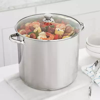 Stainless Steel 20-Quart Stock Pot With Glass Lid • $25.48