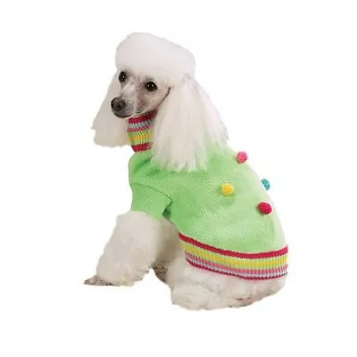 Zack & Zoey Dog Pom Pom Sweater XX Small Puppy Clothing Clothes XXS Lime Green • $11.95