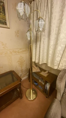 £79 • Buy Vintage Hollywood Regency Lotus Tulip Flower Waterfall Standard Floor Lamp 70s