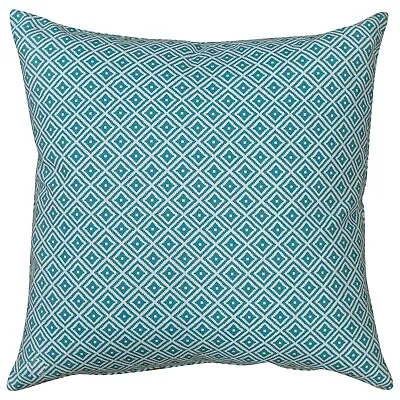 XL Geometric Ikat Cushion In Turquoise Blue Double Sided. 23  Square 100% Cotton • £24.99