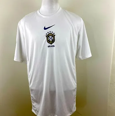 $19.99 • Buy Nike Dri-Fit Mens Size XL White Football Brazil Short Sleeve Crew-Neck T-Shirt
