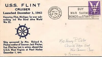 1943 - USS Flint Cruiser - San Francisco Calif - F35243 • $6.99