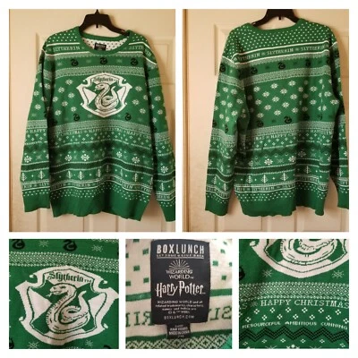 $38.88 • Buy Harry Potter Slytherin Sweater Mens 2XL Green Ugly Christmas Holiday Boxlunch