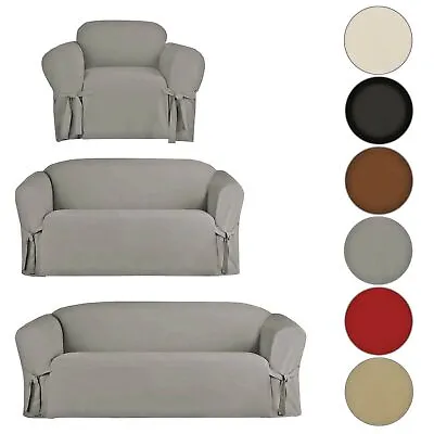 Microsuede Furniture Slipcover Protector Chair Loveseat Sofa Red Brown Black • $32.99