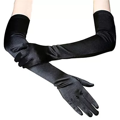 Women's Long Satin Elbow Gloves Stretchy Opera Gloves For Evening Party Dance • $8.89