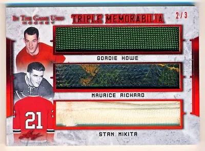 2020-21 Leaf ITG Used Howe Richard Mikita Red Triple Jersey Glove Patch (2/3) • $149.99