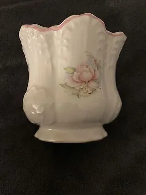 £2.99 • Buy Maryleigh Pottery Plant Pot, Floral With Pink Trim Staffordshire England Platter