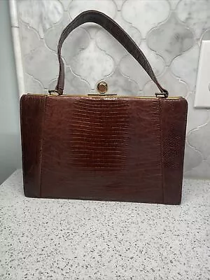 Vintage 1950s 'Escort Bag' - Tan Lizard Clutch Purse Handbag W Gold Latch • $45