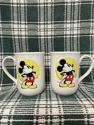 Vintage Walt Disney Mickey Mouse 4  Coffee Mug Tea Cup 8 Oz 2 Cup Set • $9.99