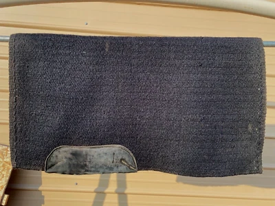 $25 • Buy Used Black Wool Western Show Saddle Blanket W/wear Leathers 33 X 36