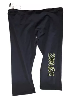 Ladies Black Yellow Zumba Fitness Pants Gym Dance Trousers Crop Size 20-22 Xxl • £9.89