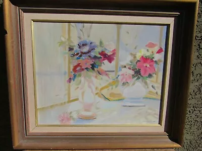 Very Fine Mid Century Modern Still Life Floral Oil Painting Signed  • $28.38