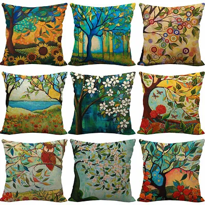 £4.06 • Buy 18  Tree Of Life Decorative Throw Pillow Case Spring Flower Square Cushion Cover
