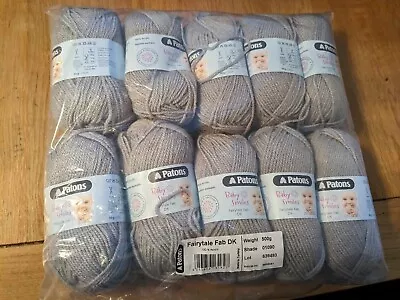 Full Pack 10X 50 Grams Paton's Fairytale Fab Dk Knitting Yarn Baby Smiles Grey • £4.20