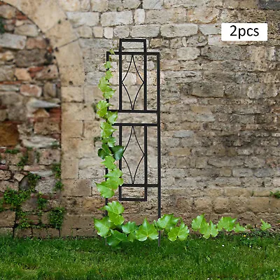 2 Pcs Metal Garden Wall Trellis Climbing Plant Support Frame Powder Coated Black • £38
