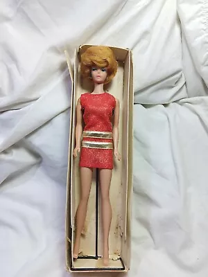 Vintage 1961 White Ginger Bubblecut Barbie #850 Original Pink Lips Stand & Box • $109.95