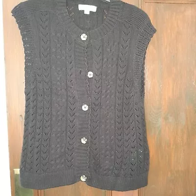 Black Cotton Waistcoat By Per Una @ M&S Size L 16 BNWOT • £14.99