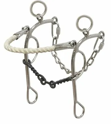 Western Saddle Horse Combination Hackamore Twisted 5  Dog Bone Bit W/ Curb Chain • $29.80