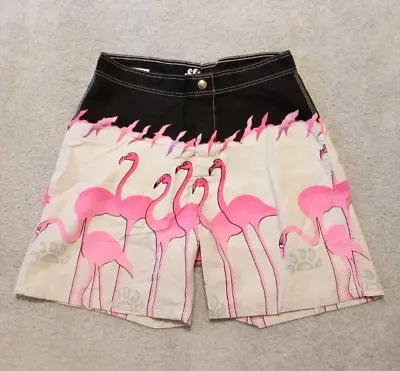 Men's Or Boys SUNDEK Pink Flamingo Snap Button Unlined Swim/board Shorts Size 28 • $14.99