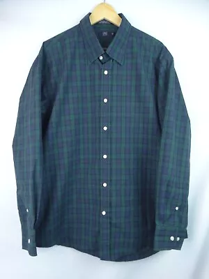 Lincs David Chu Mens Shirt Size XXL Blue Green Plaid Long Sleeve Button Down Top • $18.66