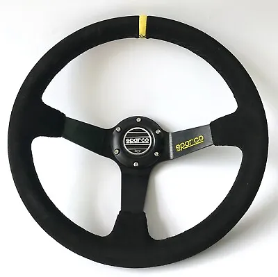 $78.98 • Buy 350mm Suede Leather Deep Dish Racing Steering Wheel Fit For MOMO Hub SPC OMP Hub